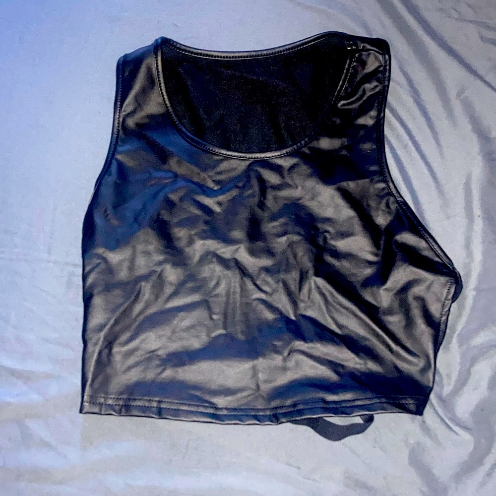 Faux leather crop top